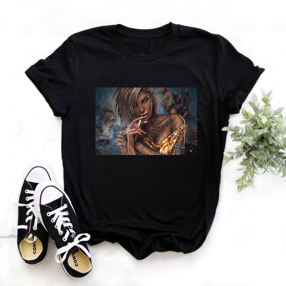 Women Black Cotton T Shirt Summer Short Sleeve Harajuku Tshirt Girl S T Shirts Black