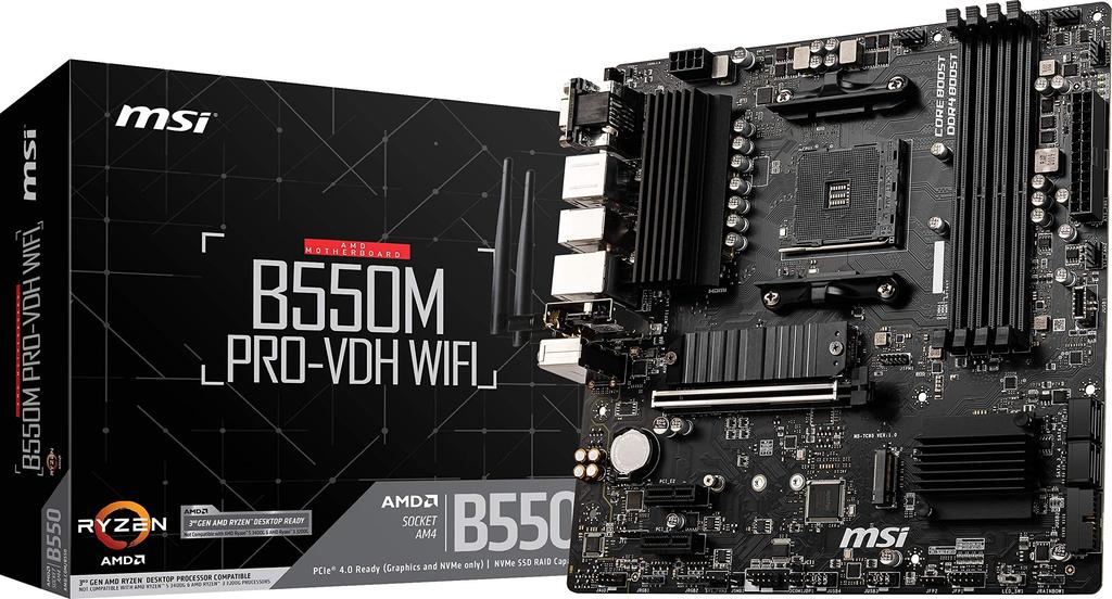 MSI B550M WiFi ProSeries AM4 DDR4 PCIe SATA USB Gen 1 PRO-VDH ?????? (AMD 4.0 6Gb/s M.2 3.2 Wi-Fi D-SUB/HDMI/DP Micro-ATX)