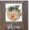 1 Set Of Wooden Diy Replaceable Various Patterns Wooden Welcome Doorplate Christmas Halloween Hanging Home With 9 Accessories