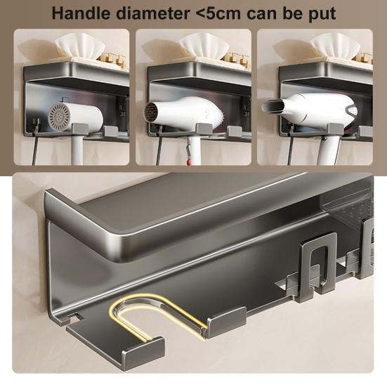 Держатель для фена с органайзером для зубной щетки и зубной пасты. Прочный, выдерживающий нагрузку, простой в установке.