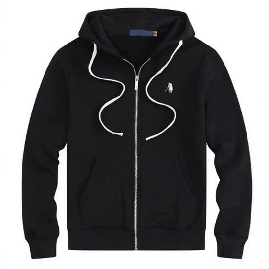 Men's Plush Lined Hooded Sweatshirt, Embroidered Loose Fit, Autumn/Winter Polo Style, Plus Size, RL Design