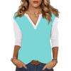 Женский повседневный модный сексуальный удобный топ с V-образным вырезом, цветной вставкой и рукавом три четверти