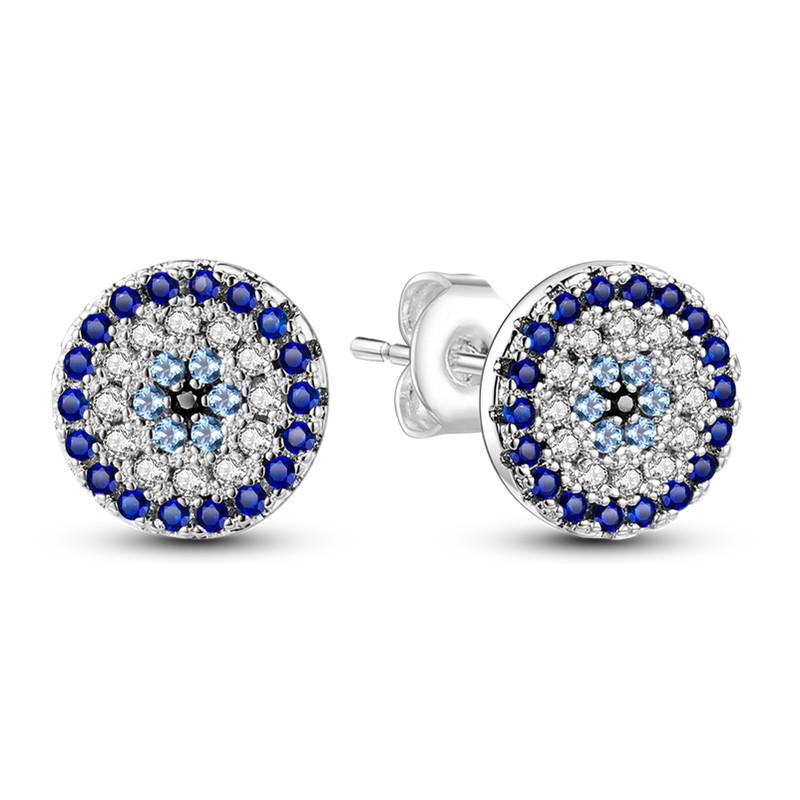 Серьги в виде совы из сияющего голубого циркония, серебряные серьги 925 пробы с дурным глазом для женщин, свадебные, помолвочные, планета, луна, звезда, циркониевые украшения