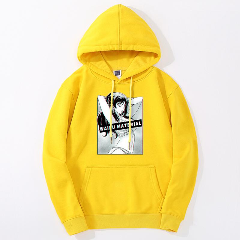 Waifu Material Print Cool Unisexs Hentai Anime Hoodies Sweatshirt Anime Girl Oversize Moletom Fashion New Oversize Tracksuit Hoody
