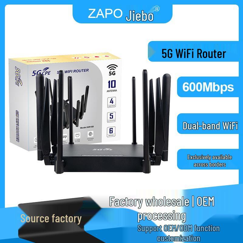 Eurasia Version 5G Gigabit Dual-Band WiFi 6 Router with SIM Slot, Ten Antennas, Home/Office Use