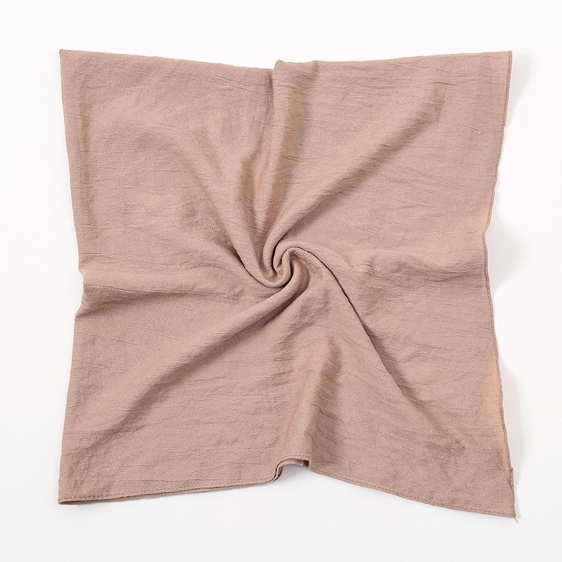 Однотонный мягкий дышащий полиэстеровый квадратный шарф - Женский европейский/американский головной платок, Повседневный солнцезащитный декоративный шелковый шарф