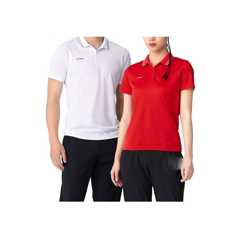 Мужской свитер-поло с коротким рукавом Li Ning Plain Collar Polo, красный APLT077-6