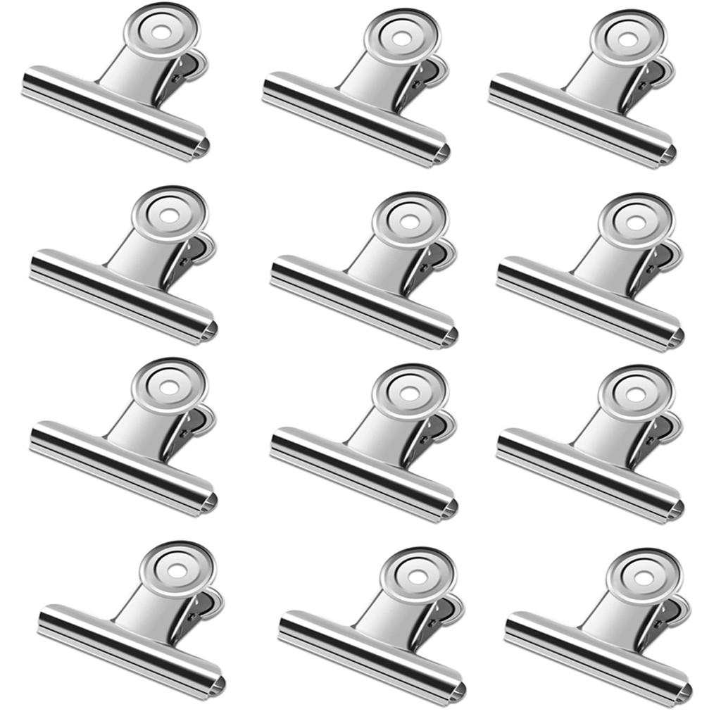 4/6/12 Pcs Stainless Steel Snack Bag Clips - Air-Tight Food Preservation Clips with Compartment Hook for Office School Home Use