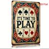 Жестяная табличка ITs TIME to PLAY  Юмористические игральные карты  Дизайн пик Настенное искусство Прочный металл Рустикальная отделка с яркими цветами