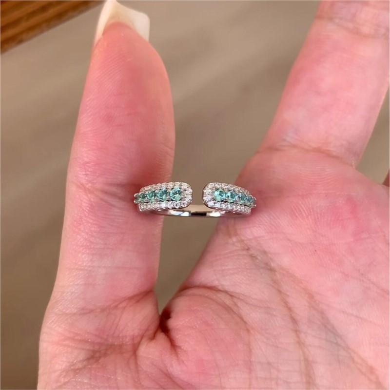 VENTFILLE 925 Sterling Silve Mint Green Diamond Ring For Women Fashion Versatile Temperament Sparkling Gift Jewelry New Trendy