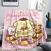 1 шт. Фланелевое одеяло с принтом Pompompurin, Высокое качество, Для всех сезонов, Декор для дома, Тепло и уют, Идеально для Рождественских подарков