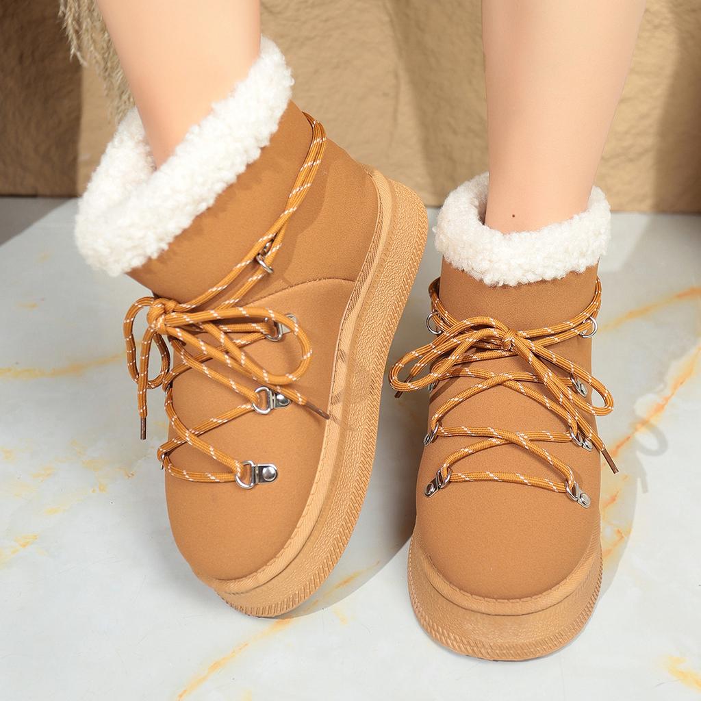 Winter New Snow Boots Plus-size Flat Short Cotton Shoes Women's Plush Thickened To Warm The Snow