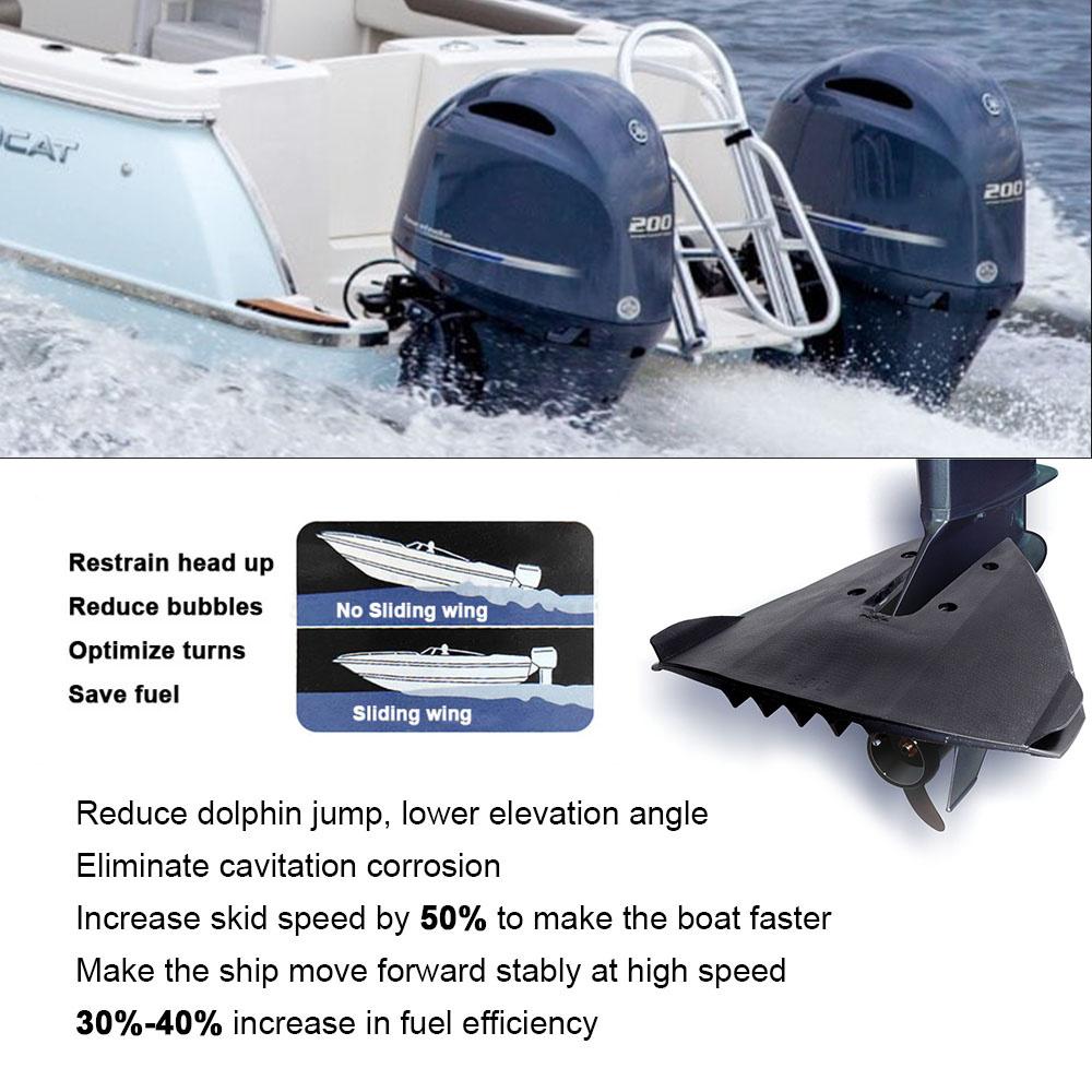 For Outboards Stern Drives 30HP-300HP Engine Marine Hydrofoil Stabilizer Outboard Boat ABS Plastic Steering Boat Control Black