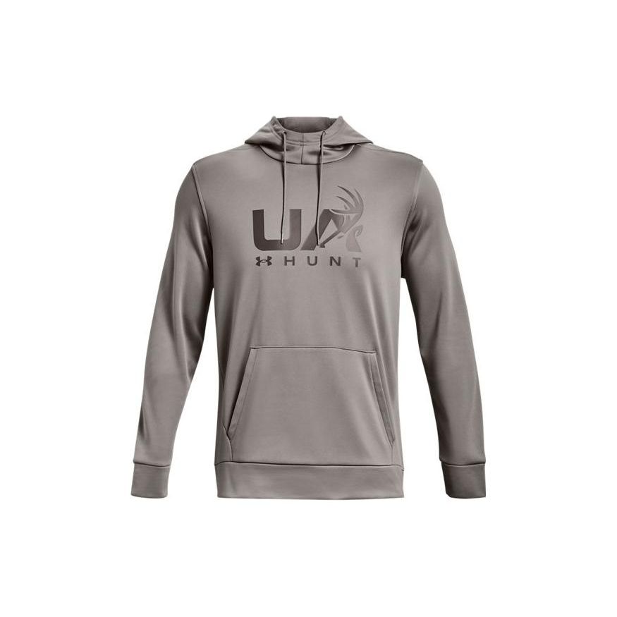 Under Armour Толстовка с капюшоном из флиса с принтом букв, спортивная охота, мужская, серая 1375114-294