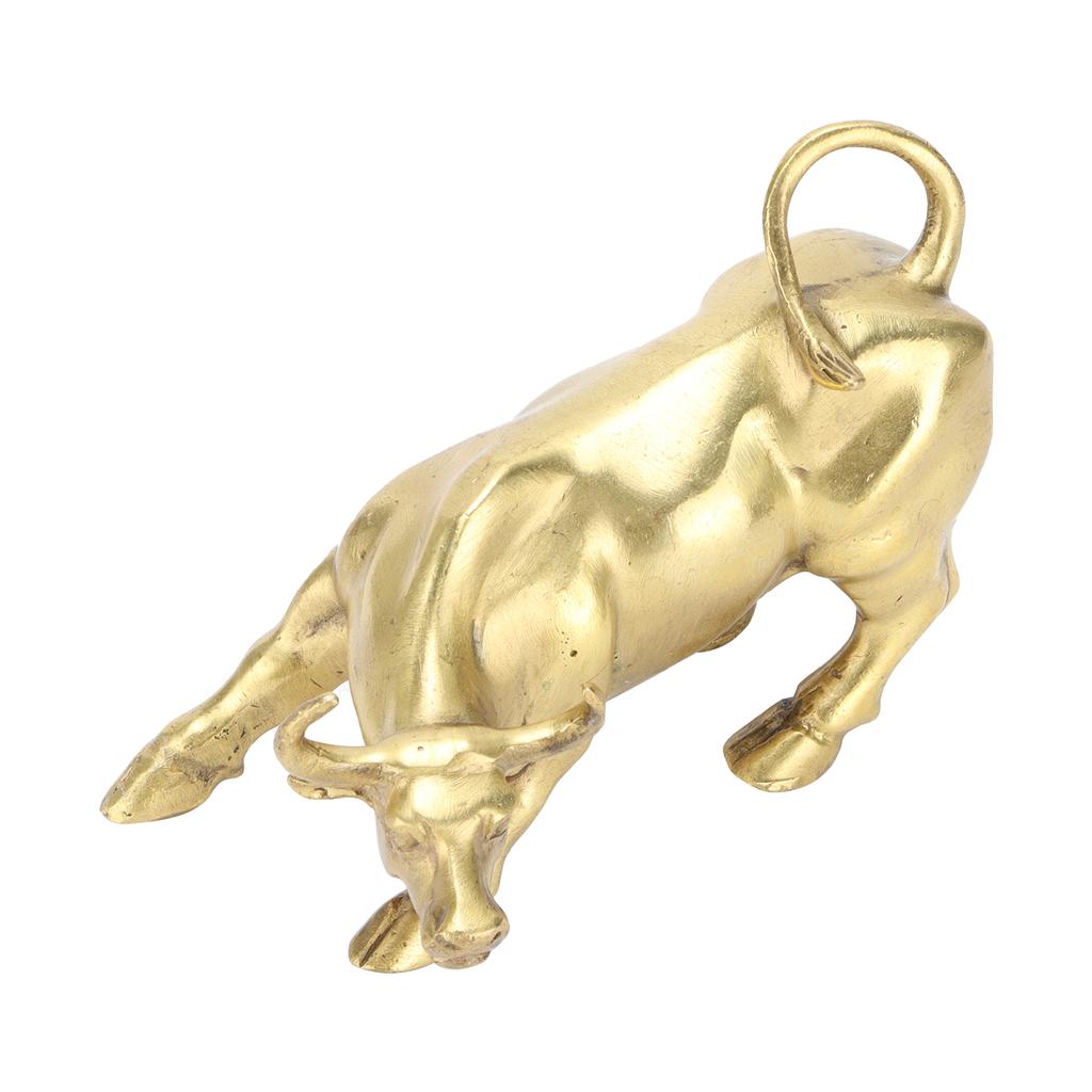 Wall Street Copper Bull Brass Animal Statue Artwork Desktop Decoration for Office Bedroom Bookshelf