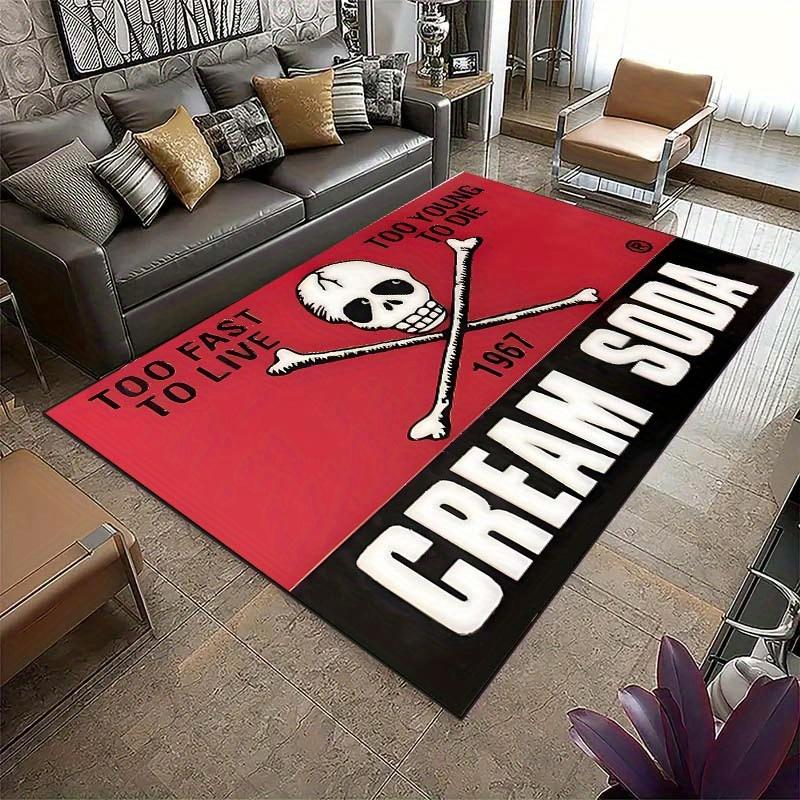 A Cream Soda Red-patterned Office Rug - Durable Polyester Fabric,Ideal for Use Under Desks,Chairs,and for Home Decor,Holiday Gifts,Office Ch