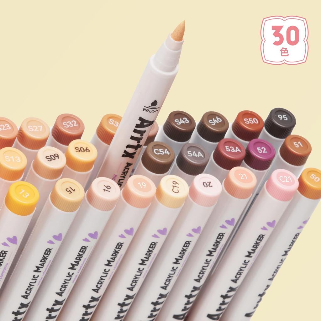 Arrtx Акриловая краска Кожа Реалистичная кожа Кисть для иллюстраций и Подходит для профессионалов и начинающих Маркеры, Тона, Набор из 30 цветов, Тона,