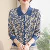 Осень 2025 Новый Женский Вязаный Свитер с Длинным Рукавом, Модный Базовый С Поло Воротником и Пуговицами с Принтом