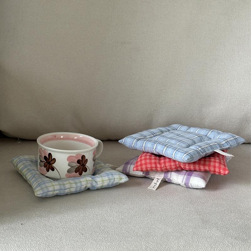 1шт корейский Ins обеденный стол кухонный клетчатый стеганый подстаканник из хлопка и льна