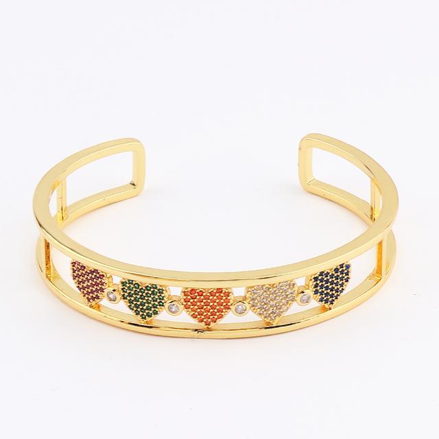 Красивые браслеты для влюбленных с золотым наполнителем, медные циркониевые браслеты в форме сердца, регулируемые браслеты, золотые для женщин, свадебные украшения для вечеринок