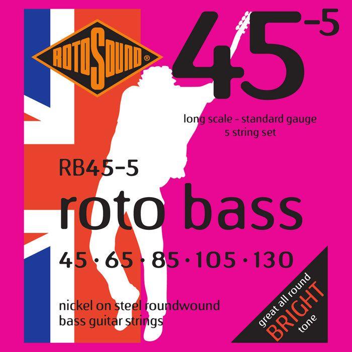 Rotosound rb45-5 roto bass nickel 45/130 cordes guitare