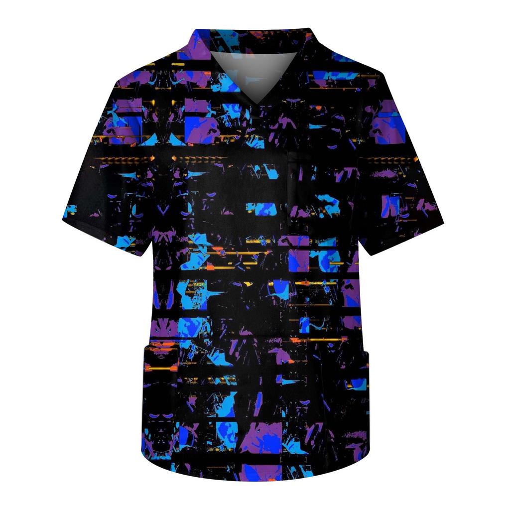 Мужской топ с коротким рукавом и V-образным вырезом с принтом нагрудного кармана