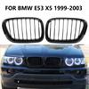 1 Pair Car Glossy Black Front Bumper Kidney Grill Grille Replacement For BMW E53 X5 1999 2000 2001 2002 2003 Replace Auto