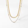 Stylish Stainless Steel Collar Necklace 14k Gold-plated Round Beaded Chain Jewelry Women's Snake Chain Necklace