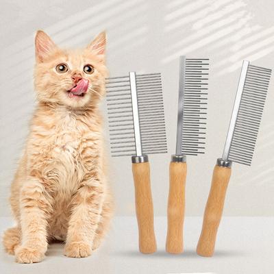 Расческа для кошек из нержавеющей стали, щетка для кошек, щетка для собачьей шерсти, деревянная ручка, средство для удаления шерсти домашних животных, расческа для кошек, инструменты для ухода за домашними животными, аксессуары для чистки