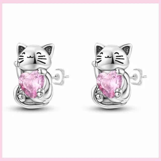 925 Silver Snowflake Butterfly Dragonfly Stud Earrings Avocado Star Moon Cat Paw Small Earrings For Women Jewelry Pendientes