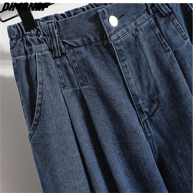 Dimanaf Plus Size Women Jeans Pants Denim Female Elastic Basic Blue High Waist Trousers Oversize Fashion New Pants 7981