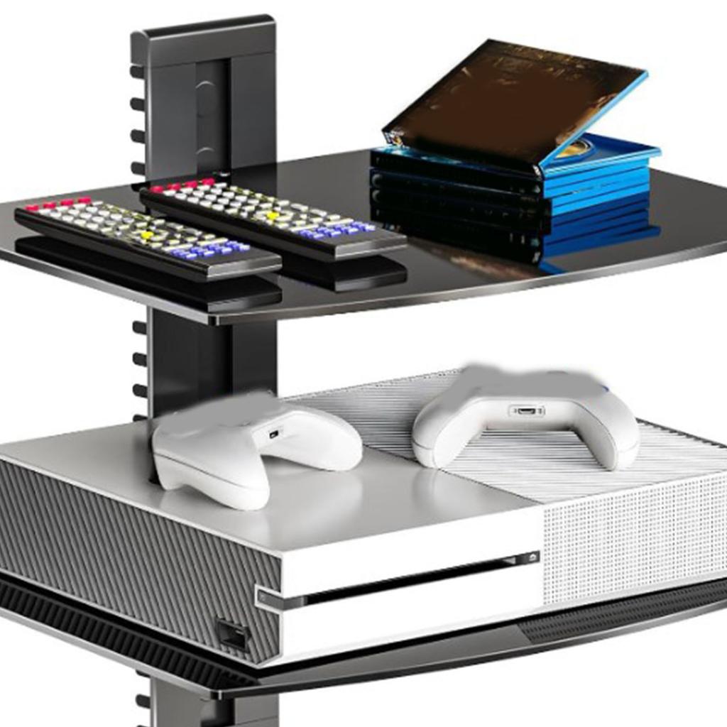 Навесная тумба под телевизор, 2-уровневая настенная полка для развлекательного центра, Прочный кронштейн для DVD-плееров, Надежная медиа-консоль для гостиной, спальни