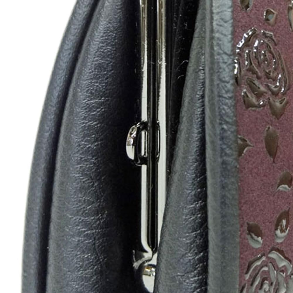 Кошелек Inden Wallet 340 с застежкой для монет 1501 Фиолетовая оленья кожа x Черный лакированный розовый Миниатюрная высота x ширина x толщина Внутренний застежка для монет [Inden-ya]