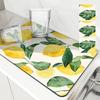 Кухонный впитывающий сушильный коврик Лист Лимон Кухонный стол Столовые приборы Подставка для кофейной чашки Декоративные аксессуары Цветной узор Коврики для стола