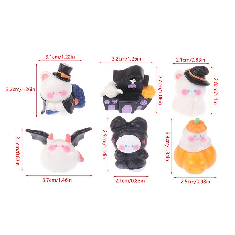 6Pc Cute Halloween Micro Landscape Miniature Figurines Resin Crafts DIY Mini Fairy Garden Desktop Ornaments