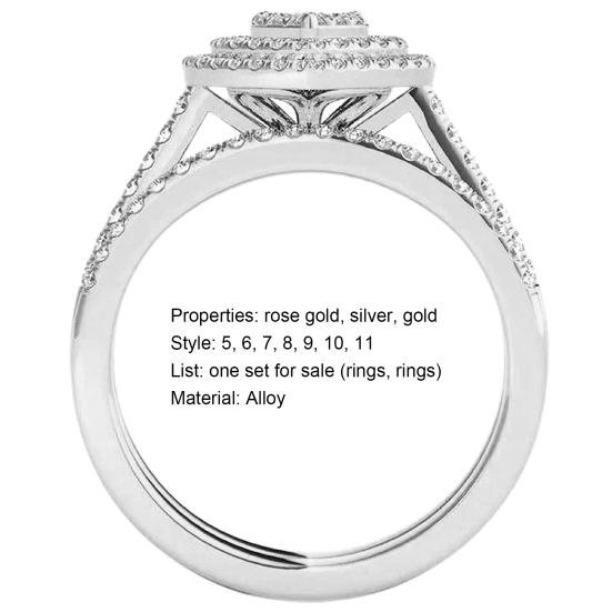 2 шт./компл. кольцо с привлекательным сердцем, декоративные нежные стразы в форме, женское свадебное кольцо для