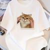 Милая футболка с мордочкой кошки, Легкая дышащая прохладная футболка, Удобная в носке