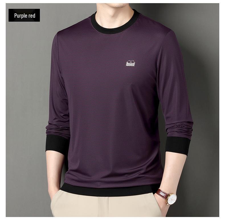 Мужской полосатый свитшот с длинным рукавом и круглым вырезом для весны и осени