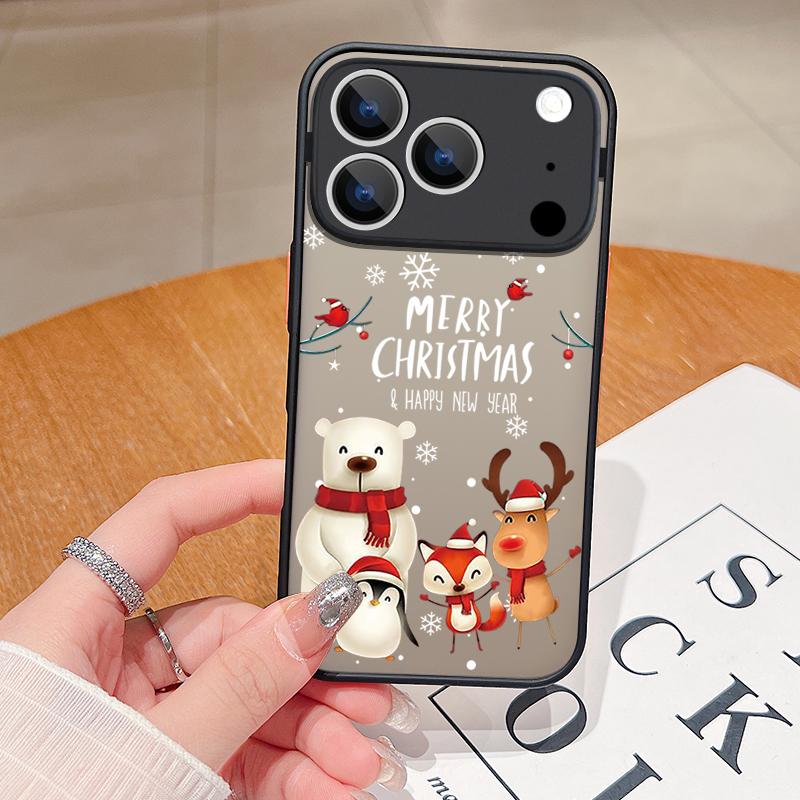 Мультяшный Чехол для Телефона Рождественская Елка Дед Мороз для iPhone 17 Pro Max Funda iPhone 16 Pro Max 13 15 14 Air 16e Матовый ТПУ Чехол Подарок