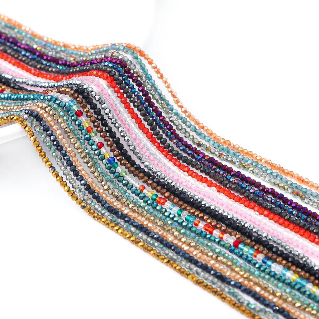 36cm Mini Glass Loose Beads Plated Color Faceted Beads For Jewelry Making DIY Necklace Bracelet Earring