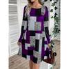 Женские платья с длинным рукавом с принтом геометрического узора в стиле колор-блок