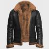Men's Nordic Winter Faux Fur Coat with Zipper and PU Leather Collar.