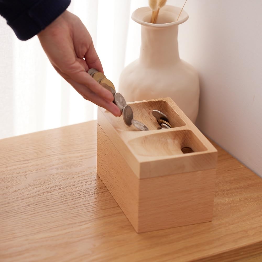 TOSMU Копилка как подношение из натуральной свиньи маленькая Новая первая святыня 7020 коробка, дерево, дерево, стильная, банк, монеты, сдача, новогодний подарок, посещение,