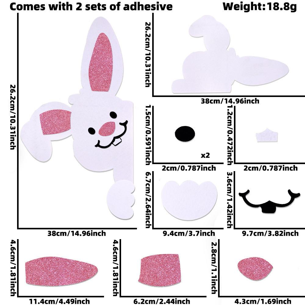 Красочный Декор Двери на Пасху с Ушками Кролика и Наклейками на Стену 'Счастливой Пасхи'