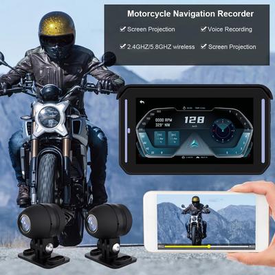 Высокопроизводительная мотоциклетная видеокамера CarPlay, Запись HD, Объектив с защитой от запотевания, Ночное видение, Водонепроницаемая конструкция, Циклическая запись