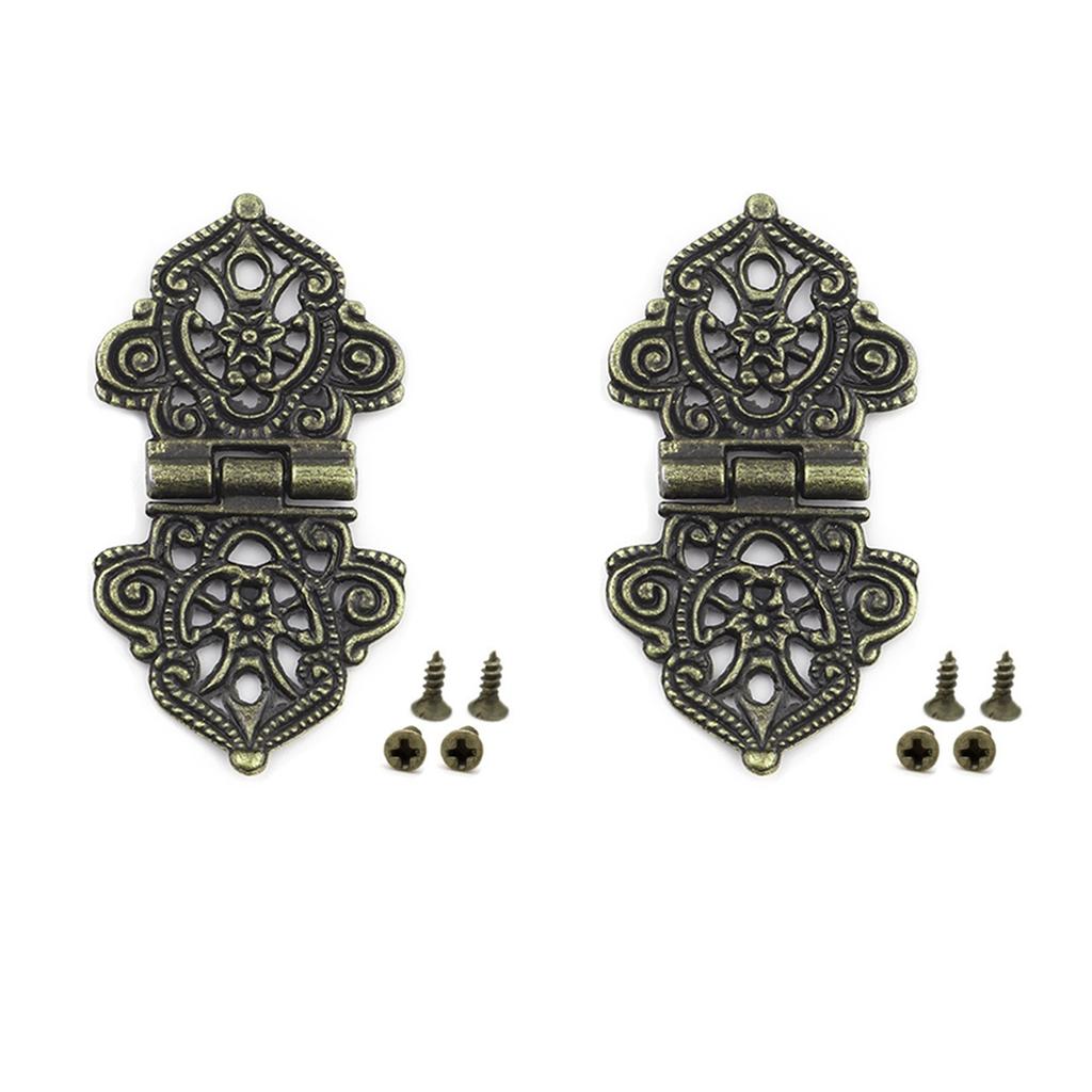 Door Wooden Box Lace Zinc Zinc Alloy Mini Chinese Style Antique Butt Hinges Hollow Flower Furniture Hardware
