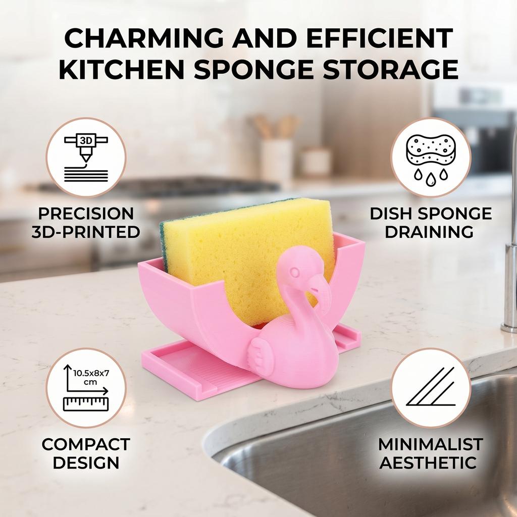 3D-печатная подставка для губок Держатель для кухонной губки Слив и сушка для кухонной раковины Столешницы