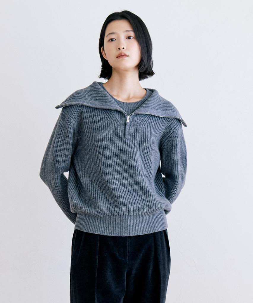 NOTIA Half Join Zip-Up Knit - Gray