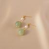Hetian jade pearl high-end earrings Light luxury niche design vintage solid color jewelry earrings