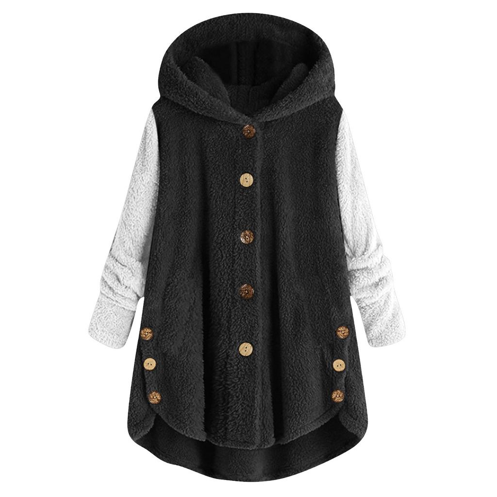 Женская мода, свободные толстовки с длинными рукавами, плюшевое пальто на пуговицах